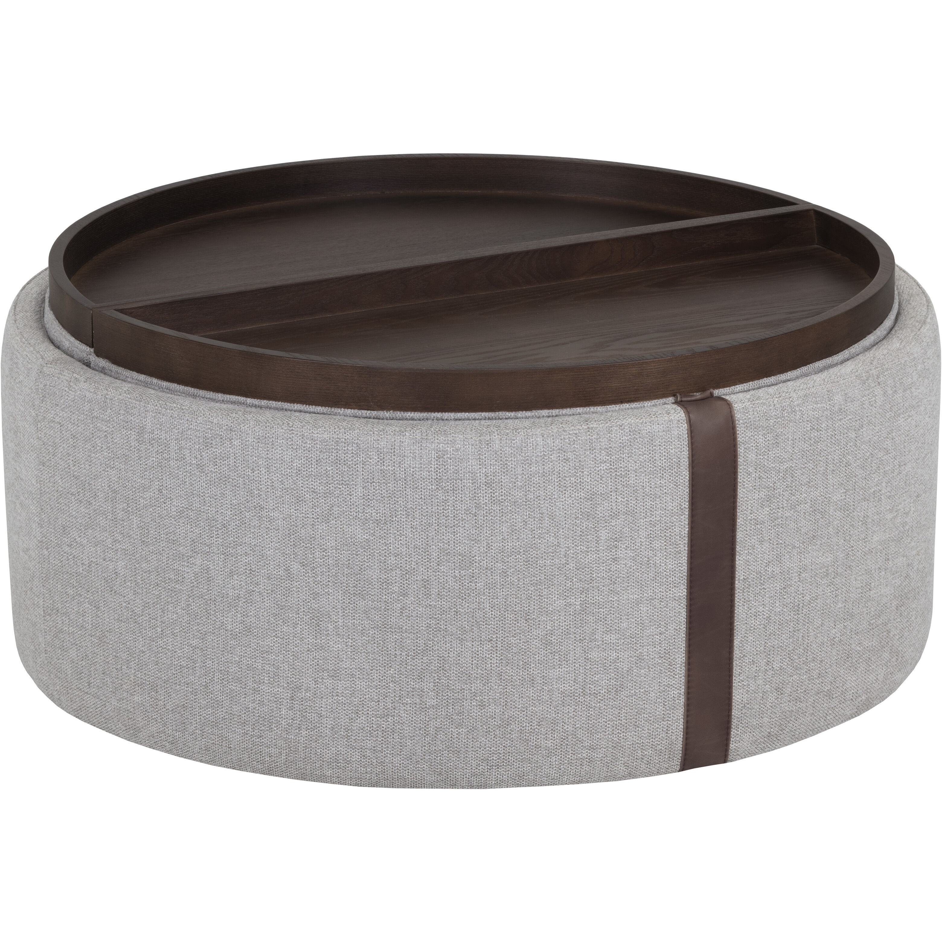 Borelli 17.25 inch Belfast Heather Grey / Autumn Chestnut Wheeled Storage Ottoman, Wheeled